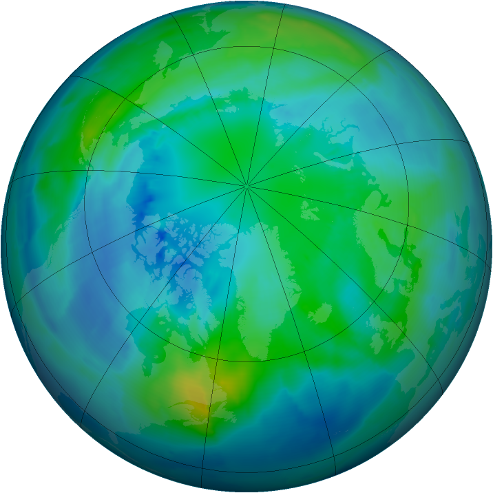 Arctic ozone map for 13 October 2012